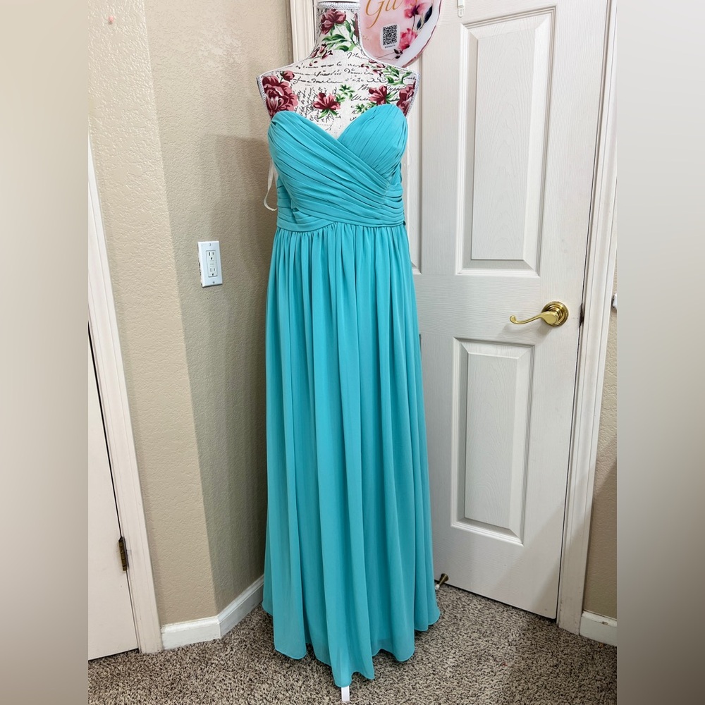 Bill Levkoff Strapless Turquoise Dress